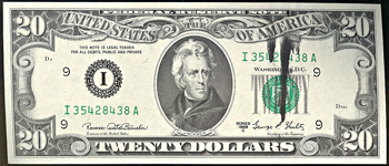 Eight small size Federal Reserve Notes with ink print errors.