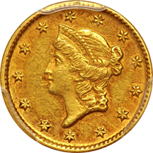 1852-D PCGS AU-50.