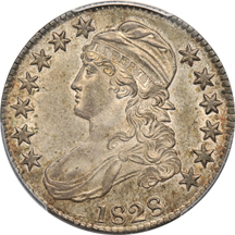 1828 (O-116, R.2) Sq Base 2, Sm 8, Lg Let) PCGS AU-58.