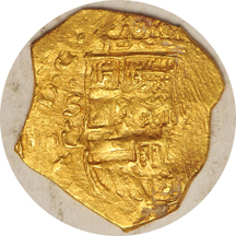 Spain - Atocha Treasure, 1619 gold 2-escudos, Seville mint, 6.7 grams.