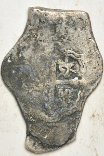 Spain - 1715 Plate Fleet Treasure, 8-reals cob, Mexico mint, 24.7 grams.