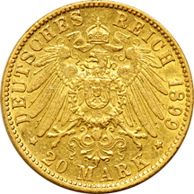 Eighteen World gold coins.