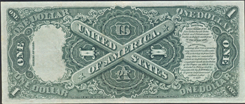 1880 $1.00 Large Seal Blue Numbers. PMG VF-35.