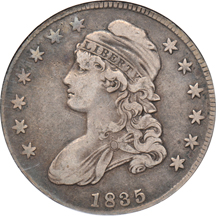 Four lettered edged Bust half-dollars certified by NGC.