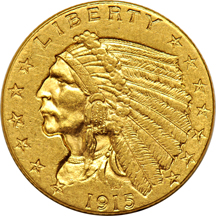 Seven Indian quarter-eagles, as described.