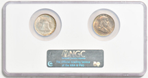 Two 1958-D, NGC MS-65 and NGC MS-66 in single NGC holder.