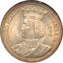 1893 Isabella Quarter. NGC MS-65.