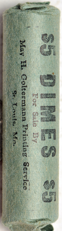 Four rolls of BU Mercury dimes, a roll of BU 1964 dimes, plus a roll of 1964 half-dollars.