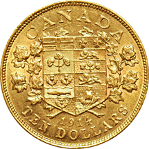 Canada - 1912, 1913, and 1914 $10 gold coins.