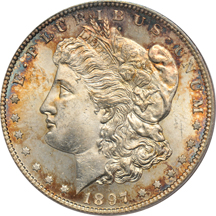 1883-CC MS-64, 1886 MS-66, and an 1897-S MS-64, all PCGS.