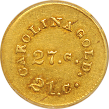 A Bechtler Gold $1 (Kagin-24), 27 grain, 21 carat. PCGS AU-58.