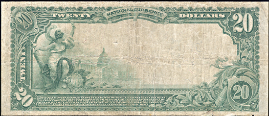 1902 $20 Helena, MT Charter# 5671 Blue Seal. F.