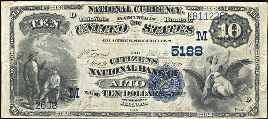 1882 $10 Alton, IL Charter# 5188 Date Back. VF.