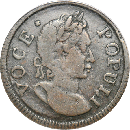 1760 Voce Populi PCGS VF-30, and a 1795 Grate halfpenny.