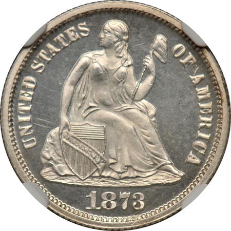 1873 no Arrows, Closed 3 NGC PF-66 CAMEO.