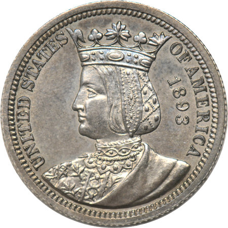 1893 Isabella quarter, Uncirculated details/cleaned/questionable color.