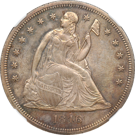 1846 NGC AU details/reverse damage.