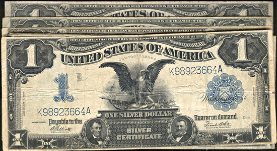 Collection of eight 1899 $1 Black Eagles VG.