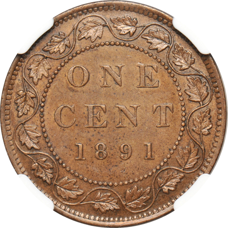 Canada - 1891 Cent, small leaves, small date NGC MS-63.
