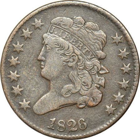 1806, 1826, plus four more different half-cent.