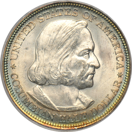 1892 Columbian PCGS MS-65 (green label), and an 1893 Columbian NGC MS-65 PL.