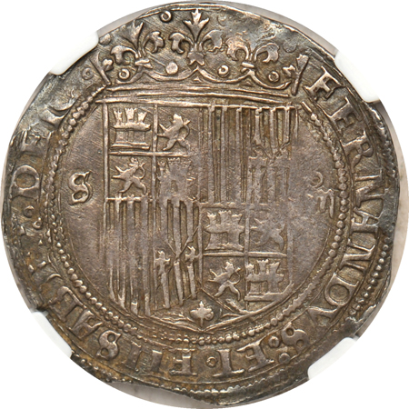 Spain - (1476-1516) 4-reales, Ferdinand and Isabella, Seville Cayon NGC XF-45.