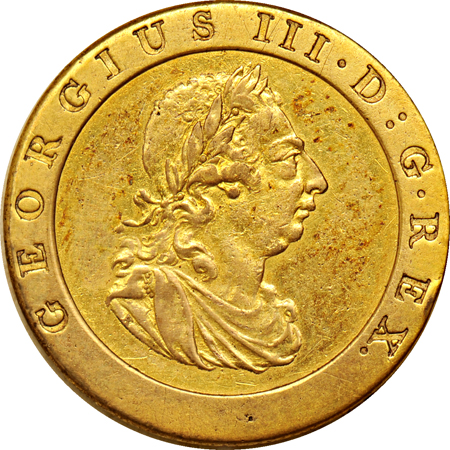 Great Britain - 1797 SoHo 1/4 pence gilt pattern (P-1188), as described.