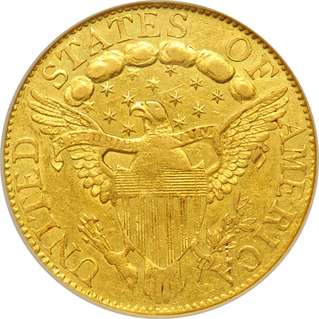 1798 Large 8, 13 Stars Heraldic Eagle. ANACS XF-45.