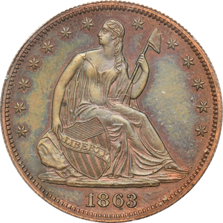 Judd-339:  1863 Half Dollar, copper, PCGS (rattler).