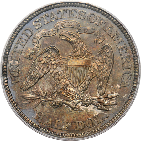 Judd-391:  1864 Seated Half Dollar "transitional" Pattern, silver, PCGS.