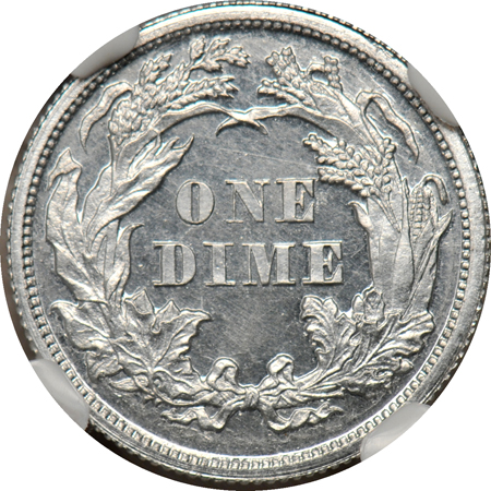 Judd-1079:  1871 10-Cents Pattern, aluminum, NGC CAC.