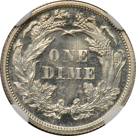 Judd-1084: 1871 10-Cents Pattern, aluminum, NGC.