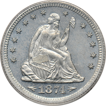 Judd-1360:  1874 Quarter-Dollar Proof, aluminum, PCGS.