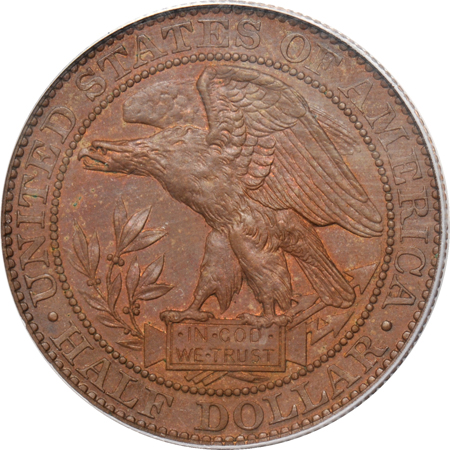 Judd-1513:  1877 Half-Dollar Pattern, copper, PCGS CAC.