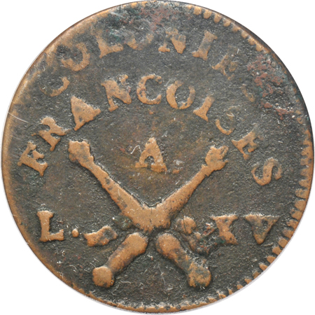 French Colonial - 1767-A sou, no counterstamp, PCGS VF-20.