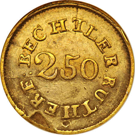 (1837-42) C. Bechtler Gold $2.50 (Kagin-10), ANACS VF-30.