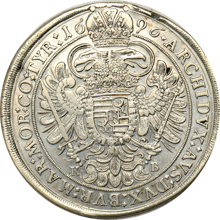 Hungary - 1696 Leopold I thaler (KM-214.8), XF details/cleaned.