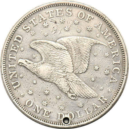 Judd-60:  1836 Gobrecht dollar, alignment I, PF-30 details/holed.