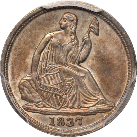 1837 No Stars, Small Date. PCGS AU-58.