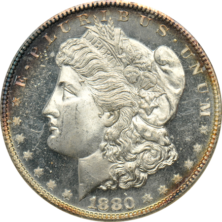 1880-S NGC MS-65 star, and a second 1880-S ANACS MS-65 PL.