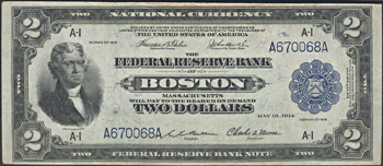 1918 $2 Boston PMG VF-30.