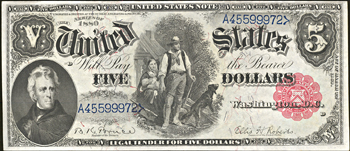 1880 $5 Small Seal. AU.