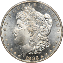 1883-CC PCGS MS-65PL CAC, and an 1885 PCGS MS-65PL.