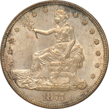 1877-S ANACS MS-63, plus an 1870 Seated dollar PCI XF-45.