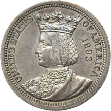 1893 Isabella quarter, Uncirculated details/cleaned/questionable color.