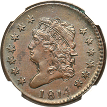 1814 (S-295) Plain 4. NGC AU details/burnished.