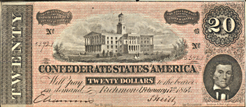 Group of thirteen Confederate notes, mostly 1864 years.