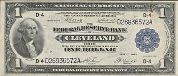 1918 $1 Cleveland AU/paperclip rust.