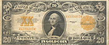 Five 1922 $20 Gold Certificates.