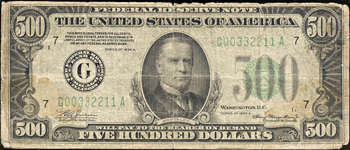 1934-A $500 Chicago Good.